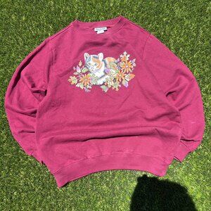 Cute Indie Fallcore Red Blair Cat Crewneck